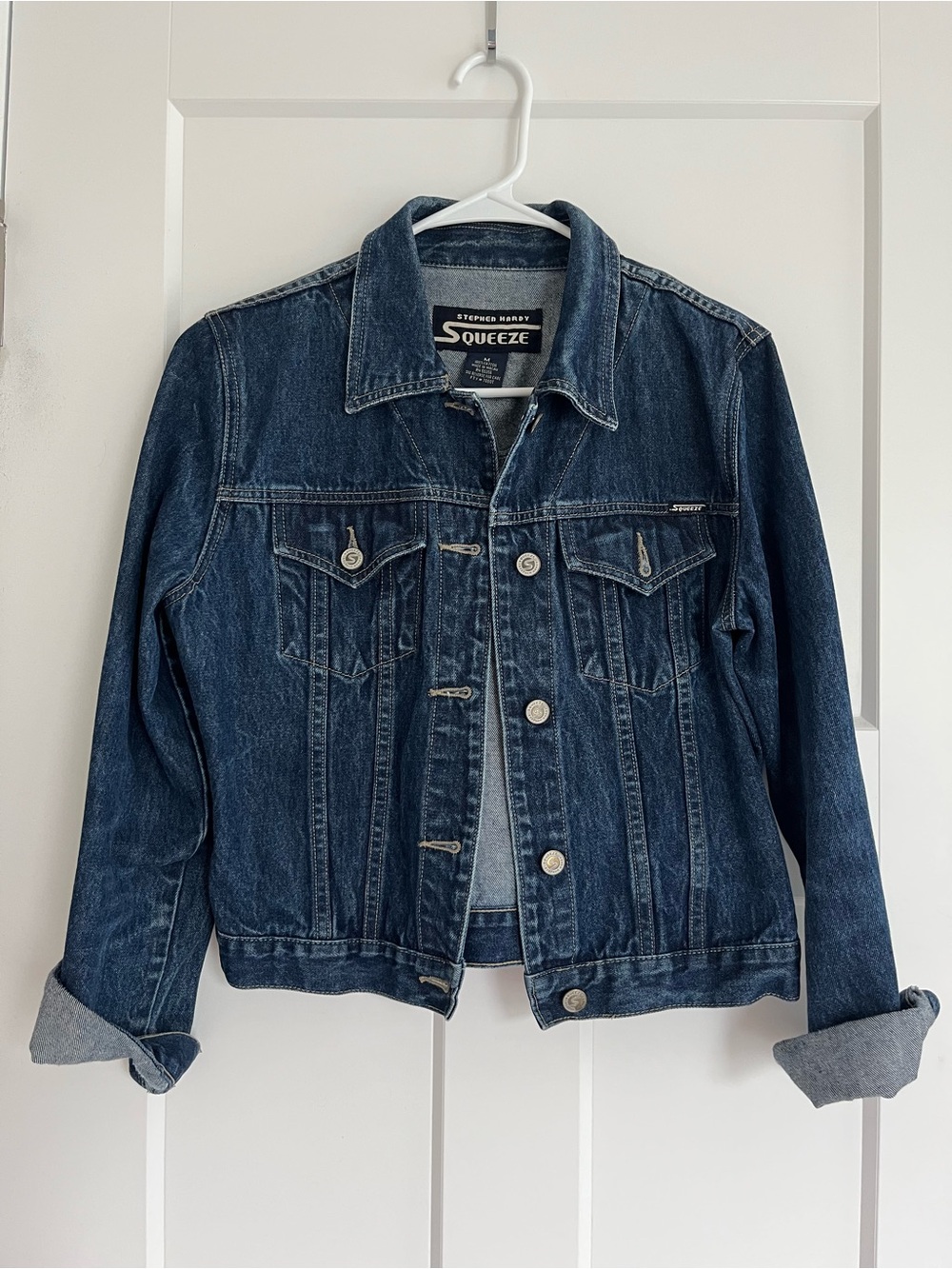 🌺 Stephen Hardy Squeeze Indigo Blue Denim Trucker Jacket